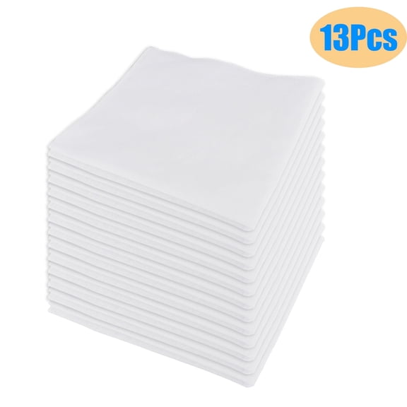 EEEkit 13pcs Handkerchiefs for Men, 100% Cotton White Hankies, 15 x 15" Washable Pocket Squares for Daily Use and Formal Occasions