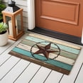 thumbnail image 5 of Texas Star Western 2'x3' Washable Rug, Vintage Teal Brown Wooden Farmhouse Non-Slip Soft Doormat Area Rugs for Entrance Bathroom Bedsides, Carpet for Kitchen Bedroom, Entryway Floor Mat, 5 of 9