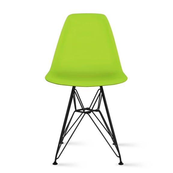 2xhome Green Desk Chair Mid Century Modern Industrial Contemporary Plastic Molded Shell Assembled Chair Black Chrome Base, Set of 1, 1 piece