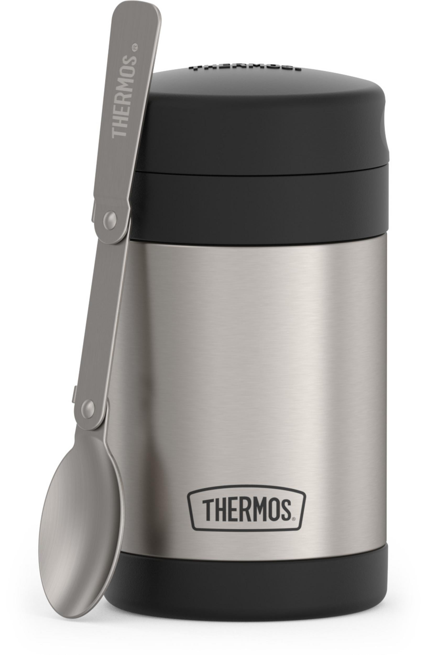 (4 pack) Thermos 16oz Insulated Food Jar with Folding Spoon, Stainless Steel