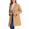 thumbnail image 4 of Abrigo largo INSPIRE CHIC para mujer, con solapa de muesca, de doble botonadura y mangas largas, color caqui, talla M, 4 of 6
