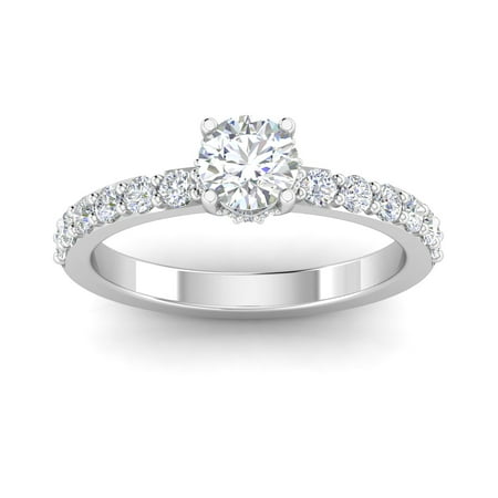 Certified 1.00ctw Diamond Solitaire Engagement Ring in 14k White Gold (1.00ctw, G-H, SI)