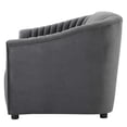 thumbnail image 4 of Tufted Loveseat Sofa, Charcoal Grey Gray, Velvet, Modern Contemporary, Mid Century Living Hotel Lounge Cafe Lobby, 4 of 8