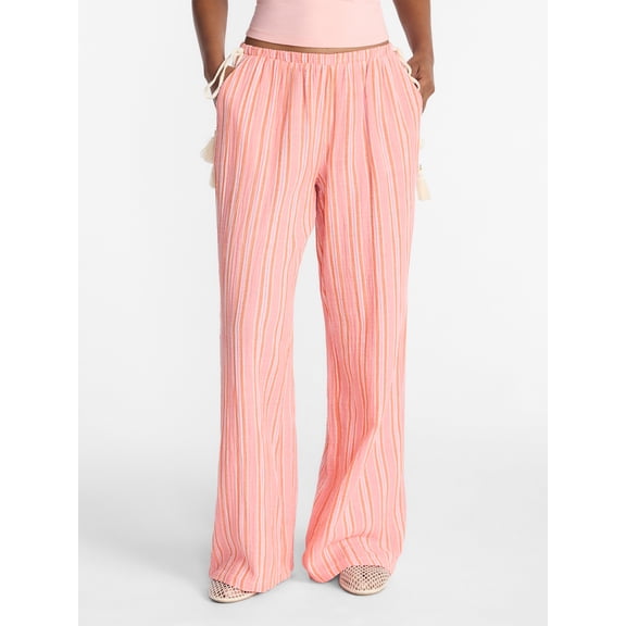No Boundaries Cotton Gauze Side Tie Beach Pants, 31.5" Inseam, Women's XXS-4X