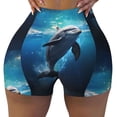 thumbnail image 2 of Picia Ice Blue Ocean Cute Dolphin Printed Workout Shorts for Women Seamless Scrunch Butt Lifting High Waisted Yoga Gym Booty Running Moisture-wicking Short Pants-XX-Large, 2 of 9