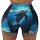 thumbnail image 2 of Fotbe Ice Blue Ocean Cute Dolphin Shorts Sin Costuras – Shorts Deportivos de Cintura Alta para Mujer, Elásticos para Gimnasio, Yoga, Running o Ciclismo-Small, 2 of 8