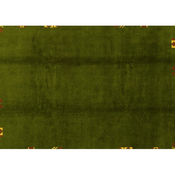 Ahgly Company Machine Washable Indoor Rectangle Abstract Yellow Modern Area Rugs, 7' x 9'
