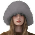 thumbnail image 4 of Chuancc Unisex Fuzzy Bucket Hat - Winter Warm Sherpa Fisherman Cap Packable for Travel & Outdoor Gray A, 4 of 5