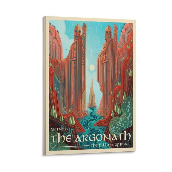Lord of The Rings Retro Travel Poster Argonath Canvas Wall Art Prints Poster Gifts Photo Picture Painting Posters Room Decor Home Decorative 12x18inch(30x45cm)