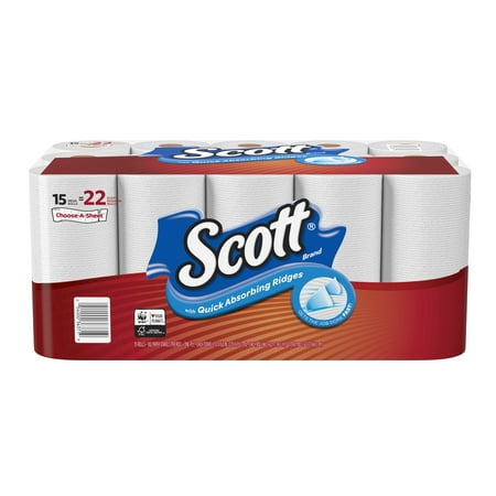 Scott Paper Towels, Choose-A-Sheet, 15 Mega Rolls