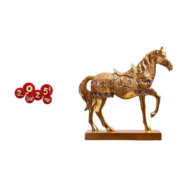 Adornos De Pared/puerta Para El Año Nuevo Chino 2025: Abanico De Papel Y Figura De Caballo. Escultura De Resina. Decoración Para El Hogar.