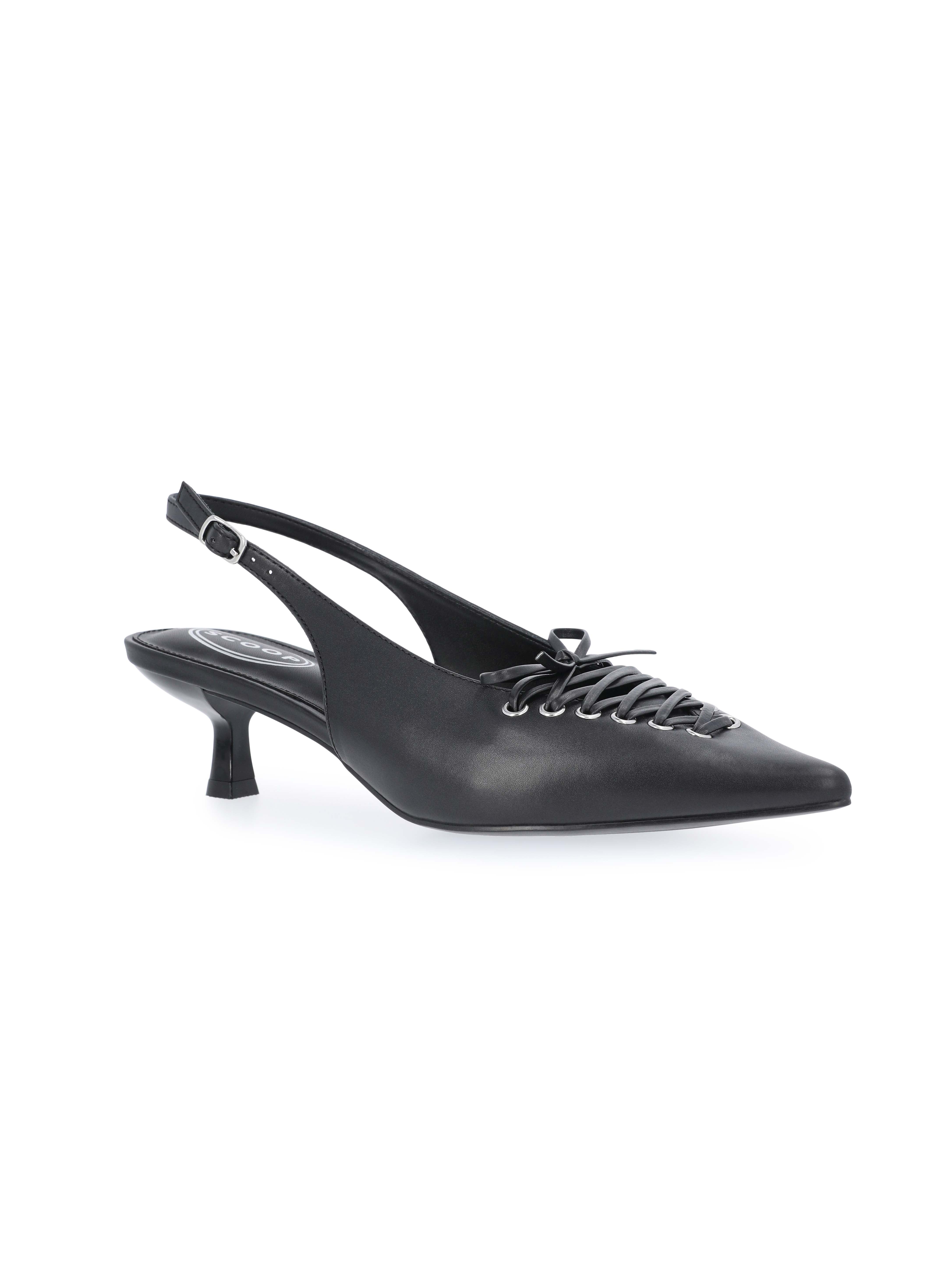Scoop Women's Slingback Kitten Heels with Lace Up Accents