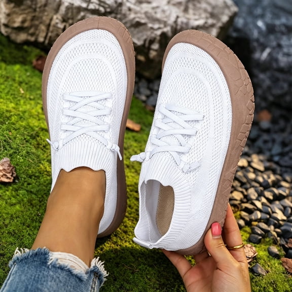 longantii Barefoot Shoes Women, Breathable Knit Mesh, Walking Sneakers, Casual Outdoor Style, Wide Toe Box, Casual Shoes, Zero‑Drop Sole, Lightweight Daily Athletic Footwear