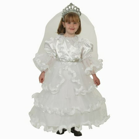 Pretend White Fancy Bride Dress Child Costume Dress-Up Set Size 12-14