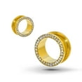 thumbnail image 4 of 24k Gold Plated Screw-on Plugs/Gauges/Tunnels with Clear CZ 13/16'' (20MM) 2 Pieces (1 Pair) (A10), 4 of 5