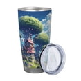 thumbnail image 2 of Lsque Fantasy Treehouse Planet Scene Pattern 20oz Car Cup with Lid and Straw, Insulated Coffee Cup with Straw Topper, Spill Proof Travel Coffee Mug, Stainless Steel Tumble-Straw Two-piece Set, 2 of 8