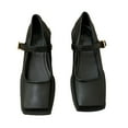 thumbnail image 1 of Zapatos de plataforma con hebilla para mujer, zapatos de tacón cerrados con punta cuadrada, elegantes y ergonómicos, con correa en el tobillo, negro 37, 1 of 13