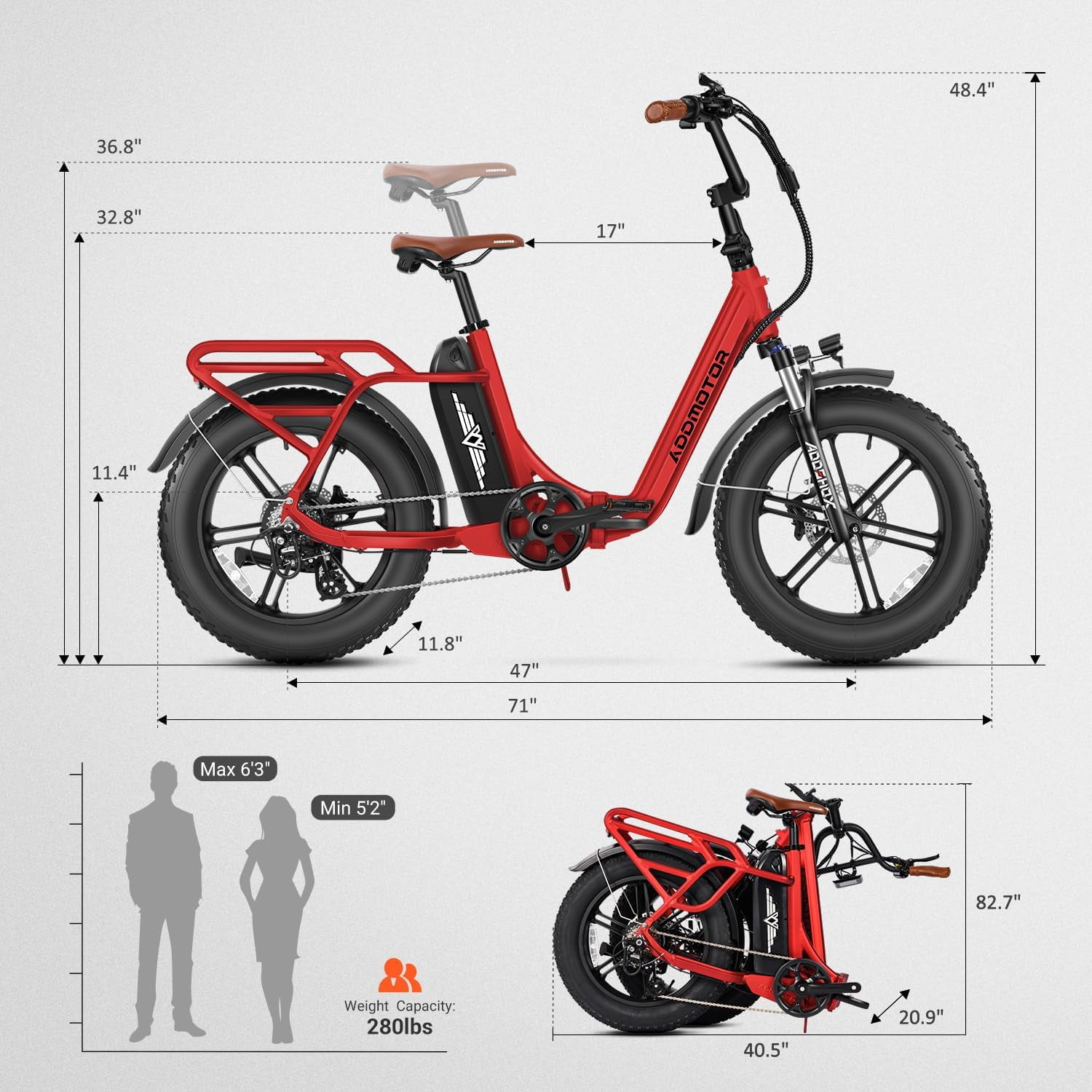 ADDMOTOR Foldtan M-120 Electric Bike for Adults, 750W Folding Commuter Electric Bicycle, 20 MPH,80MI, 15Ah UL2271 Removable Battery, City Cruiser Ebike, 20"x4.0" Fat Tires Ebike