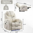 thumbnail image 4 of QJTC Power Massage Recliner Chair, PU Leather Lazy Recliner Chair, Home Theater Seating with Cup Holders/USB Ports for Living Room Recliners, Beige, 4 of 8