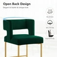 thumbnail image 4 of Lecut 26" H Counter Height Bar Stools Set of 2, Modern Velvet Bar Stools with Square Open Backrest and Gold Metal Frame, Kitchen Counter Stools for Island, Home Bar, Pub,Green+Gold, 4 of 8