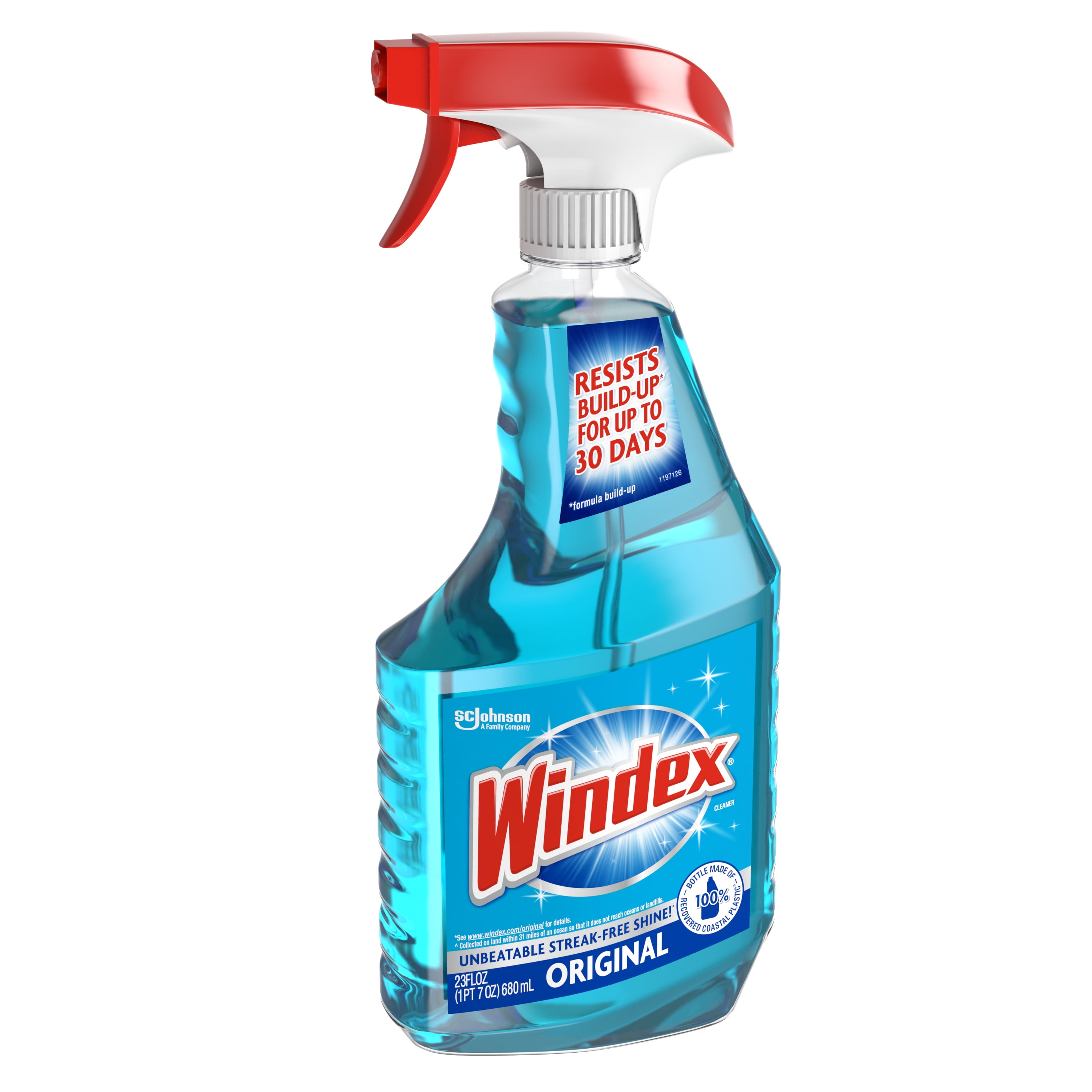 Windex with Vinegar Glass Cleaner Spray Bottle, Bottle Made from 100%  Recovered Coastal Plastic, 23 fl oz