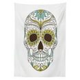 thumbnail image 3 of Ambesonne Sugar Skull Tablecloth Rectangular Table Cover, Folk Floral, 52"x70", Green Brown Seafoam, 3 of 4