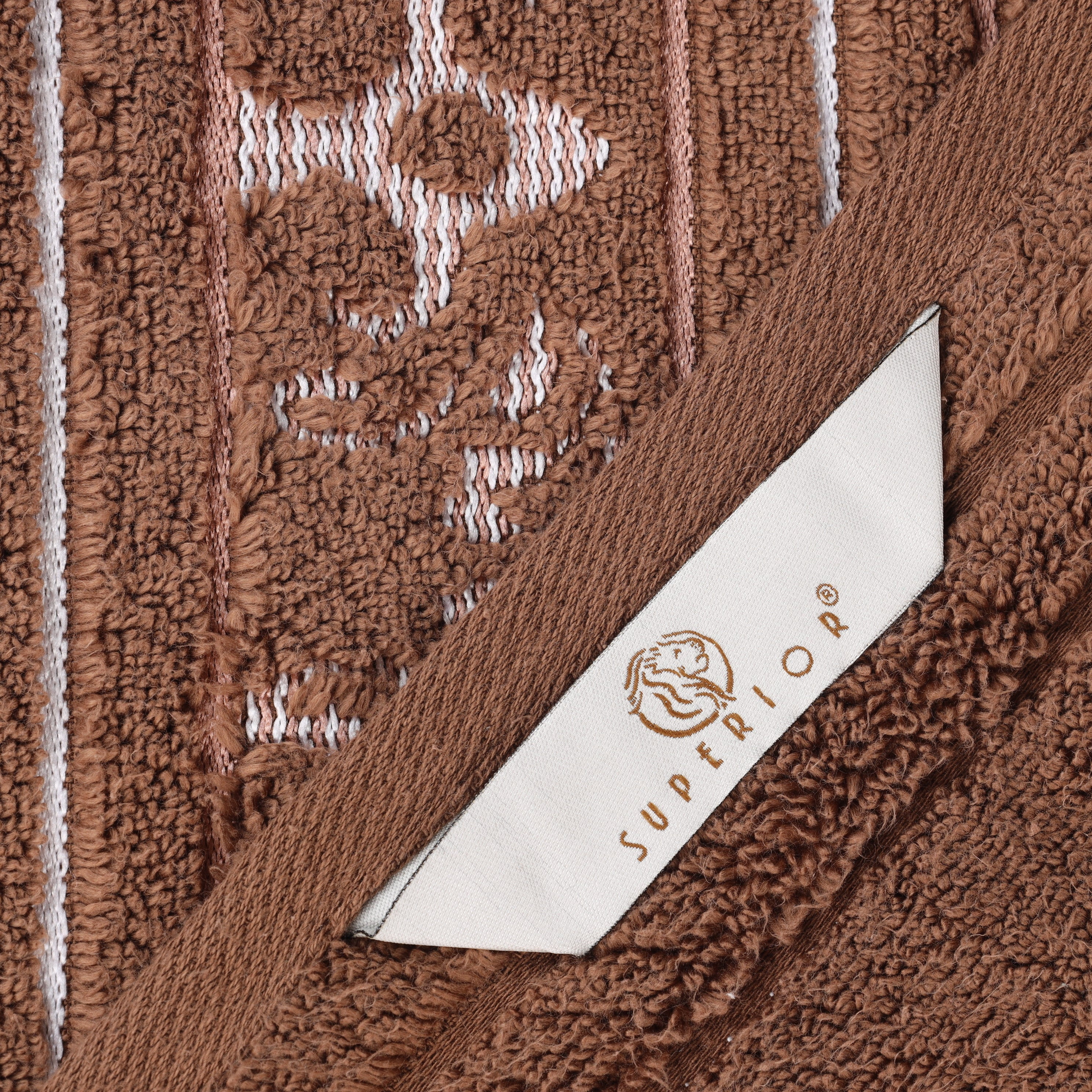 Superior Sadie Zero Twist Cotton Jacquard Hand Towel, Set of 6, Chocolate