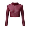 thumbnail image 5 of Baberdicy Shirts Women, Women Long Sleeve Seamless Arm Shaper Top Fashion Mesh Shirt Blouse Lady Shirt (  Red L ), 5 of 7