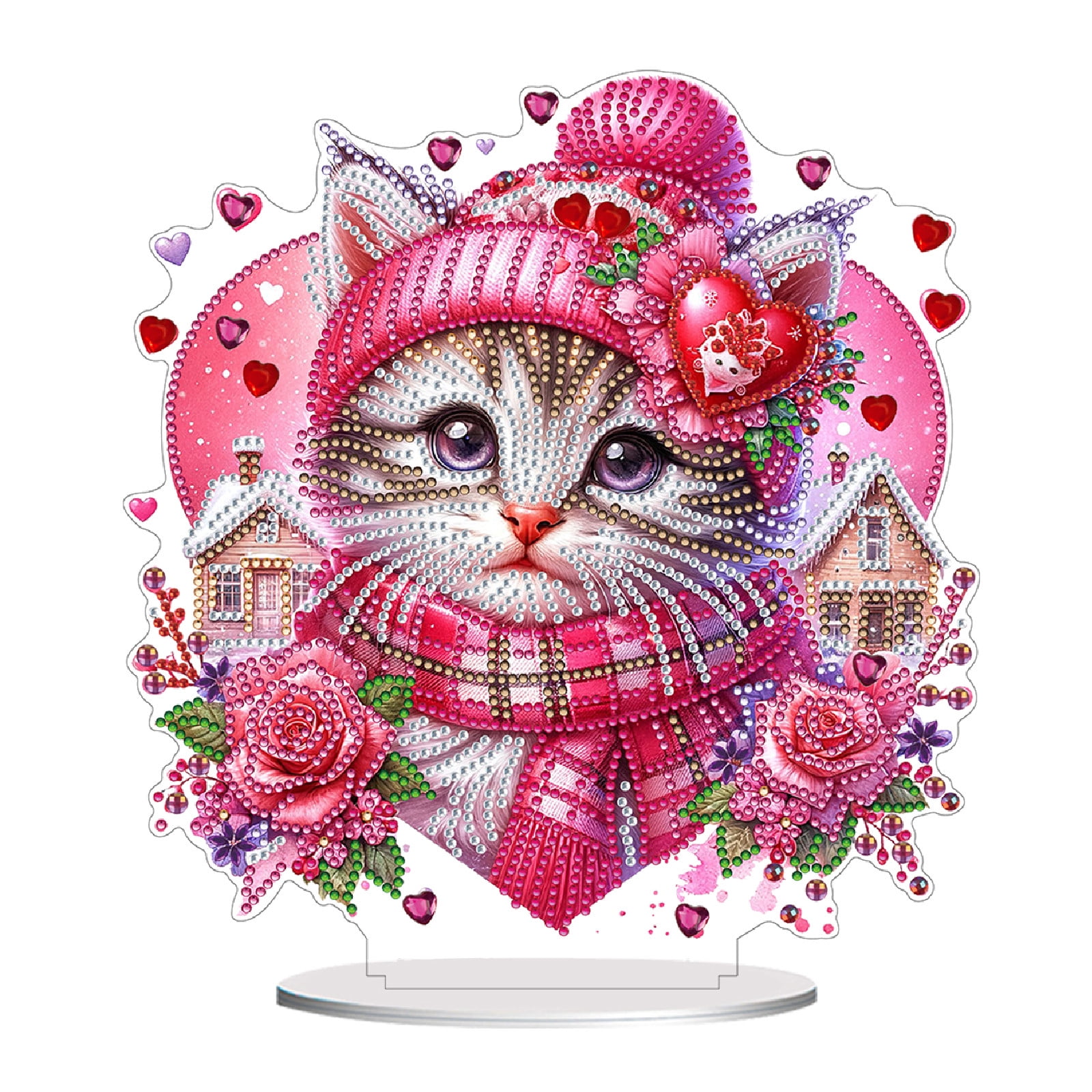 Flopesn Romantic Animal DIY Diamond Art Painting Decorative Ornament, Valentine's Day Gift Creative Design Pet Home Decor (Double-Sided Pattern, Single-Sided Diamonds)-2PCS-B