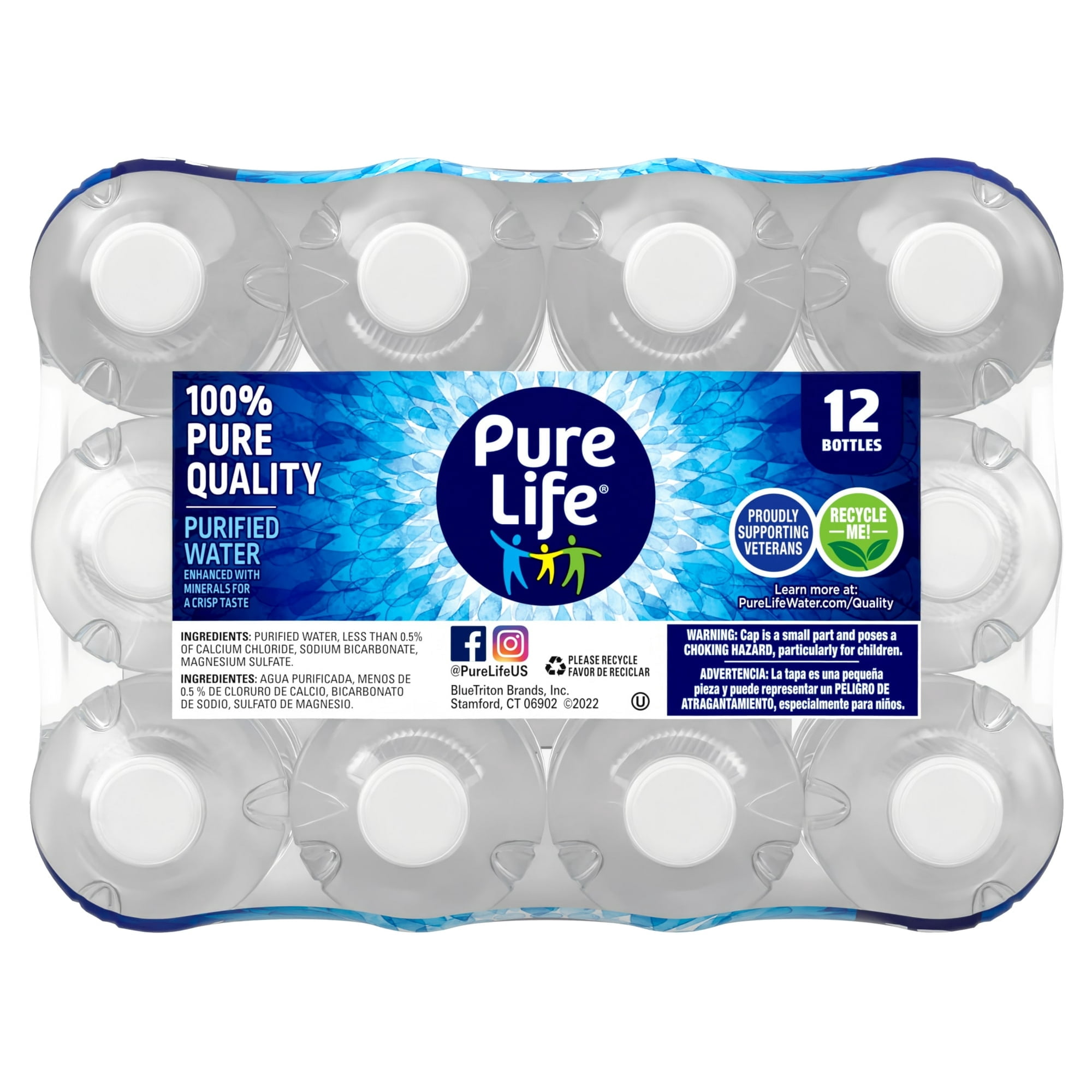 (2 Pack) Pure Life Purified Water, 16.9 Fl Oz, 12-Pack Plastic Bottles