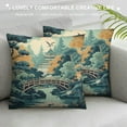 thumbnail image 3 of RUIYC Oriental Ancient Pagoda Farmhouse Sofa Pillow Cover Aqua Teal Blue Asian Scenic Pagoda White Cushion Covers Japanese Asian Style Pillow Sham, 3 of 5
