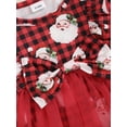 thumbnail image 6 of GXFC Infant Baby Girl Christmas Romper Dress Newborn Santa Claus Print Long Sleeve Bodysuits Dress Crew Neck Tulle Patchwork Jumpsuit with Bow Headban Fashion Cute Casual Party Clothes 0-18M, 6 of 7