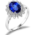thumbnail image 2 of Anillos de compromiso con halo de zafiro y piedra natal de la princesa Diana Kate Middleton para mujer, aniversario de plata de ley 925 chapada en oro rosa amarillo blanco de 14 quilates, anillos de p, 2 of 5