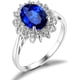 thumbnail image 2 of Anillos de compromiso con halo de zafiro y piedra natal de la princesa Diana Kate Middleton para mujer, aniversario de plata de ley 925 chapada en oro rosa amarillo blanco de 14 quilates, anillos de p, 2 of 5