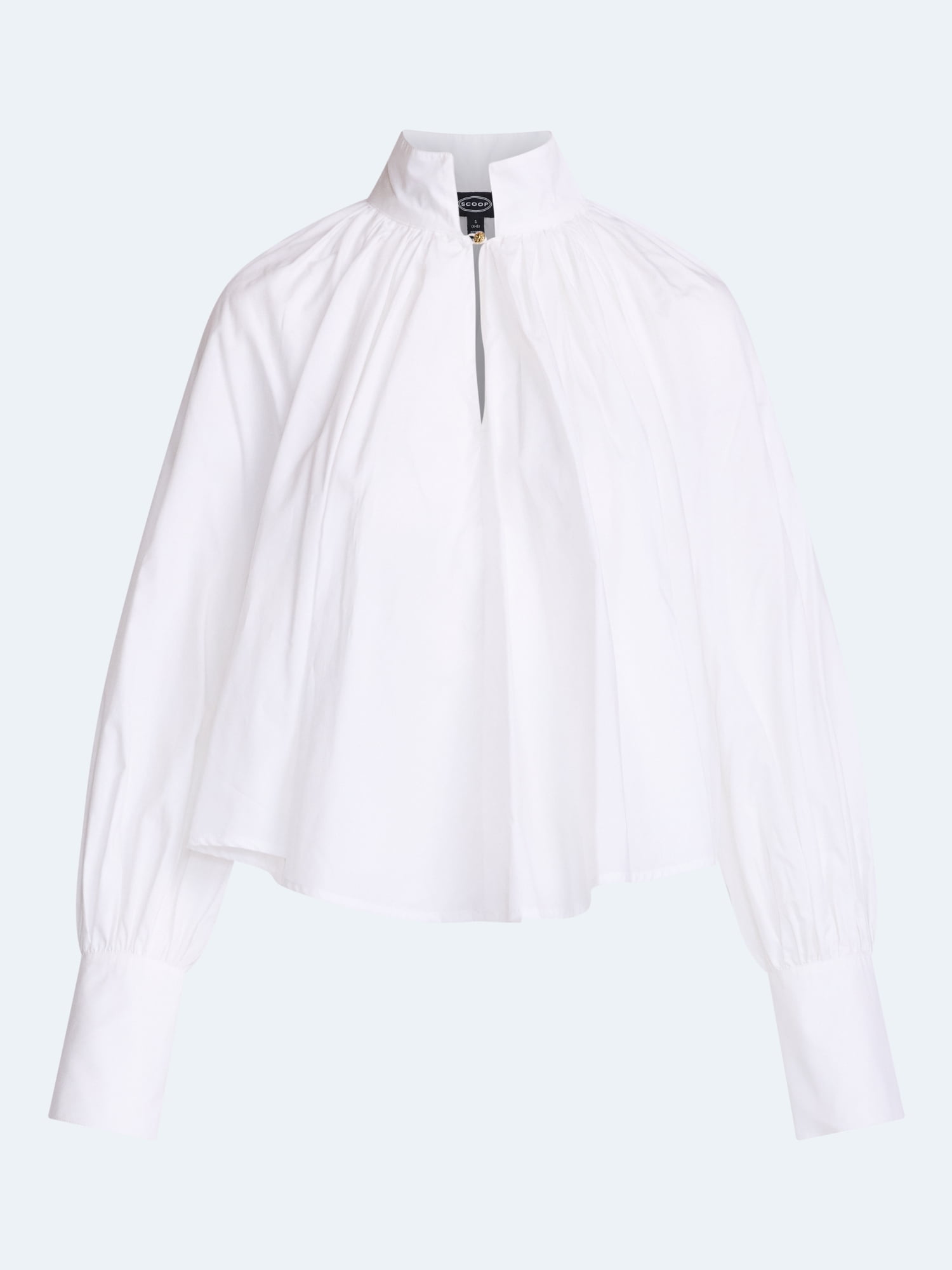Scoop Women's and Women's Plus Flowy Volume Cotton Blouse, Sizes XS-4X