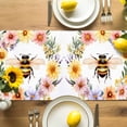 thumbnail image 4 of Flower Garland Table Runner, Bee Watercolor Flower Kitchen Table Runners Dress Scarves for Table Decorations Party/Restaurant/Indoor Outdoor Use, 18x72in, 4 of 9