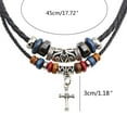 thumbnail image 7 of ZPAQI Vintage Tribal Boho Leather Necklace Hipppie Double Layer Cross Beaded Necklace, 7 of 7