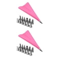 thumbnail image 2 of Decodeary 14 PCS/Set Silicone Pastry Bag Tips Kitchen DIY Icing Piping Cream Reusable 1 Pastry Bags +24 Nozzle Set Cake Decorating Tools pink 2Set, 2 of 6