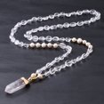 thumbnail image 2 of Pearl Necklace Knotted Rope White Crystal Drop Pendant for Women, 2 of 6
