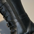 thumbnail image 5 of Spazoro Girls Knee High Boots, Side Zipper Leather Buckle Strap Lace Up Long Boot Shoes for Girls Black, 5 of 8