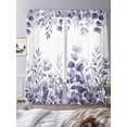 thumbnail image 3 of Purple Eucalyptus Leaves Sheer Curtains 96 Inch Length 2 Panels Set Window Treatments, Watercolor Spring Summer Botanical Rod Pocket Semi Curtains for Living Room/Bedroom/Kitchen Décor, 104"W x 96"L, 3 of 7