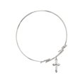 thumbnail image 2 of 7 1/2 inch Round Double Loop Bangle Bracelet w/ Cross in Sterling Silver, 2 of 3