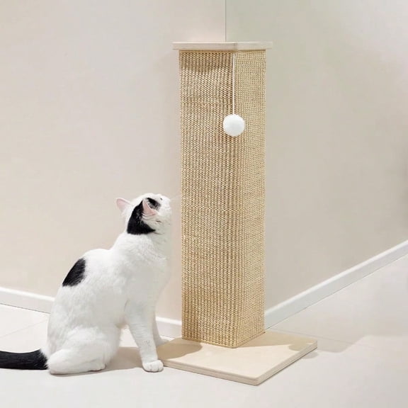 Couch Corner Cat Scratcher 28'' Corner Scratching Post Cat Wall Scratcher Sisal Scratch Pad for Sofa Wall Furniture Protector with Toy Ball