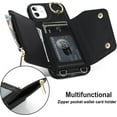 thumbnail image 5 of for iPhone 11 Phone Case Wallet with Strap for Women,Crossbody Lanyard and Wristlet Strap,Zipper Pocket,Credit Card Holder,Ring Stand,RFID Blocking Phone Wallet Cases(6.1 inch,Black), 5 of 9