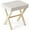 Beige, variant on LIFERECORD Square Linen Makeup Stool with X-Leg Base - Modern Padded Vanity Stool & Foot Rest for Bedroom and Bathroom, Beige