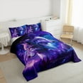 thumbnail image 3 of jejeloiu Jungle Animal Wolves Bedding Comforter Set,Galaxy Starry Sky Twin Comforter Sets,Purple Black Bedding Set For Girls Boys,Breathable Home Decor Reversible,2 Pieces, 3 of 8