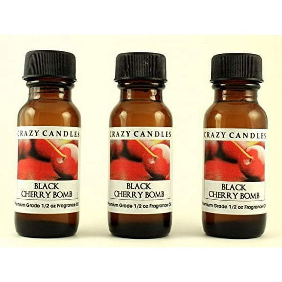 Black Cherry Bomb 3 Bottles 1/2 FL Oz Each 15ml Premium Grade Scented Fragrance Oil by Crazy Candles