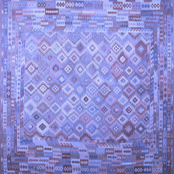 Ahgly Company Indoor Square Southwestern Blue Country Area Rugs, 6' Square