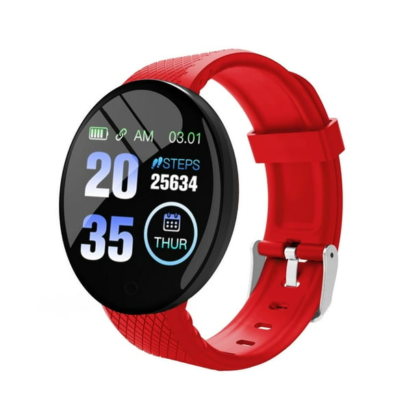 D18 1.3in Reloj inteligente Deportes Reloj inteligente a prueba de agua Ritmo cardiaco Monitoreo del Meterk Rojo Walmart en linea