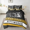 thumbnail image 2 of Erosebridal Pittsburghp Bedding Sets Twin Size,yellow Stripes Comforter Sets with Sheets,Rugby Helmet Bed in a Bag Twin Size,Stylish Living Room Decoration Reversible,7-Piece, 2 of 6